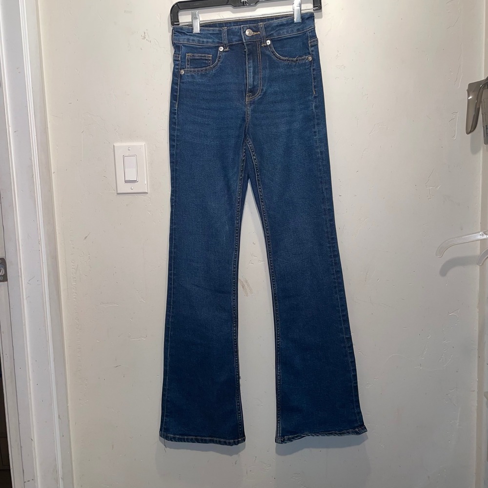 H&M Divided Womens High Waisted Flare Jeans Dark Wash Blue Size 2 P/N 12603661